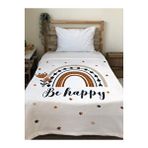 Evmila Gökkuşağı Be Happy Desenli Soft Baskılı Tek Kişilik 150x200 Cm Battaniye - Beyaz
