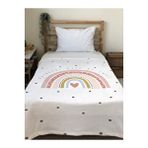 Evmila Gökkuşağı Desenli Soft Baskılı Tek Kişilik 150x200 Cm Battaniye - Beyaz