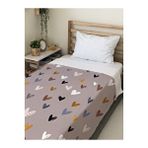 Evmila Kalp Desenli Soft Baskılı Tek Kişilik 150x200 Cm Battaniye - Renkli Çok Renkli