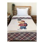 Evmila Öğrenci Teddy Desenli Soft Baskılı Tek Kişilik 150x200 Cm Battaniye - Gri