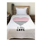 Evmila Pembe Kalp Desenli Soft Baskılı Tek Kişilik 150x200 Cm Battaniye - Beyaz