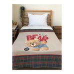Evmila Teddy Bear Desenli Soft Baskılı Tek Kişilik 150x200 Cm Battaniye - Kahverengi