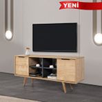 Evmo 3319 Sina 130 Cm ( Ahşap Ayakli , Metal Kulplu ) Tv Ünitesi , Safir - Antrasit , Tv Sehpası , Salon Çok Renkli