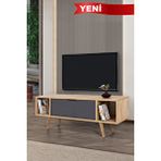 Evmo 3324 Mesir 130 Cm ( Ahşap Ayakli , Metal Kulplu ) Tv Ünitesi , Safir - Antrasit , Tv Sehpası , Salon Çok Renkli