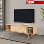 Evmo 3327 Mesir 130 Cm ( Ahşap Ayakli , Metal Kulplu ) Tv Ünitesi , Safir , Tv Sehpası , Salon Meşe