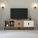 Evmo 3506 Era Tv Ünitesi 150 Cm Kapaklı Raflı Sepet - Yunus - Beyaz Tv Sehpası