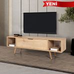 Evmo 3627 Mesir 160 Cm ( Ahşap Ayakli , Metal Kulplu ) Tv Ünitesi , Safir , Tv Sehpası , Salon Meşe