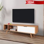 Evmo 3644 Venüs 160 Cm ( Ahşap Ayakli , Metal Kulplu ) Tv Ünitesi , Söğüt - Beyaz , Tv Sehpası , Salon