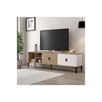 Evmo 3806 Era Tv Ünitesi 180 Cm 2 Kapaklı Raflı Sepet - Beyaz - Yunus Tv Sehpası