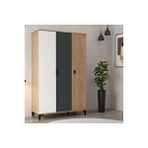Evmo 6302 Neva 3 Kapılı 200 Cm Gizli Çekmeceli Gardırop , Elbise Dolabı , Genç Odası Antrasit Beyaz Sepet