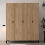 Evmo 6401 Neva 4 Kapılı 200 Cm Gizli Çekmeceli Gardırop , Elbise Dolabı , Genç Odası Sepet Ceviz