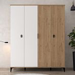 Evmo 6403 Neva 4 Kapılı 200 Cm Gizli Çekmeceli Gardırop , Elbise Dolabı , Genç Odası Beyaz - Sepet