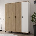Evmo 6404 Neva 4 Kapılı 200 Cm Gizli Çekmeceli Gardırop , Elbise Dolabı , Genç Odası Sepet - Beyaz