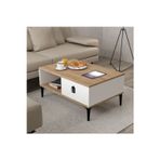 Evmo Home 2002 Sare Orta Sehpa 2 Kapaklı Natural- Beyaz