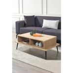 Evmo Home 2010 Şile Metal Ayaklı Orta Sehpa , Salon Sehpası Ahşap - Safir