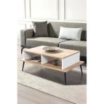 Evmo Home 2011 Şile Metal Ayaklı Orta Sehpa , Salon Sehpası Beyaz - Safir