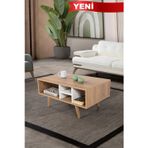 Evmo Home 2020 Sina Orta Sehpa ( AHŞAP AYAKLI ) , Sepet - Beyaz , Salon , Orta Odası , Ofis