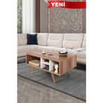 Evmo Home 2025 Sina Orta Sehpa ( AHŞAP AYAKLI ) , Söğüt - Beyaz , Salon , Orta Odası , Ofis
