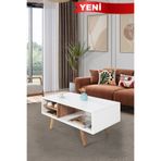Evmo Home 2031 Venüs ( AHŞAP AYAKLI ) Orta Sehpa , Beyaz - Söğüt , Salon , Ofis , Oturma Odası
