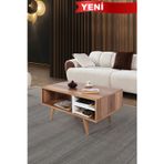 Evmo Home 2036 Venüs ( AHŞAP AYAKLI ) Orta Sehpa , Söğüt - Beyaz , Salon , Ofis , Oturma Odası