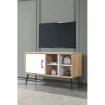Evmo Home 3111 Şile Metal Ayaklı Metal Kulplu 100 Cm Tv Ünitesi - Beyaz Safir