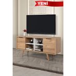 Evmo Home 3321 Sina TV Ünitesi 130 Cm ( AHŞAP AYAKLI , METAL KULPLU ) , Sepet - Beyaz , Tv Sehpası , Salon