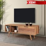 EVMO Home 3343 Venüs Tv Ünitesi 130 cm ( Ahşap Ayaklı , Metal Kulplu ) , Söğüt - Kahverengi