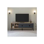 Evmo Home 3505 Era Tv Ünitesi 150 Cm Kapaklı Raflı Antrasit - Sepet Tv Sehpası