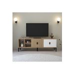 Evmo Home 3506 Era Tv Ünitesi 150 Cm Kapaklı Raflı Sepet - Yunus - Beyaz Tv Sehpası