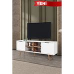 Evmo Home 3618 Sina TV Ünitesi 160 Cm ( AHŞAP AYAKLI , METAL KULPLU ) Beyaz - Söğüt