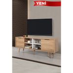 Evmo Home 3621 Sina TV Ünitesi 160 Cm ( AHŞAP AYAKLI , METAL KULPLU ) Sepet - Beyaz , Tv Sehpası , Salon
