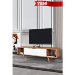 Evmo Home 3626 Mesir 160 Cm ( AHŞAP AYAKLI , METAL KULPLU ) TV Ünitesi , Söğüt - Beyaz , Salon , Oturma Odası