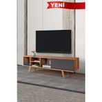 Evmo Home 3631 Ela 160 Cm ( AHŞAP AYAKLI ) TV Ünitesi , Söğüt - Antrasit , Tv Sehpası , Salon , Oturma Odası