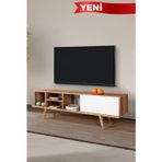 Evmo Home 3633 Ela 160 Cm ( AHŞAP AYAKLI ) TV Ünitesi , Söğüt - Beyaz , Tv Sehpası , Oturma Odası , Salon