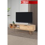 Evmo Home 3642 Venüs 160 Cm ( AHŞAP AYAKLI , METAL KULPLU ) TV Ünitesi , Safir , TV Sehpası , Salon