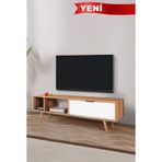 Evmo Home 3644 Venüs 160 Cm ( AHŞAP AYAKLI , METAL KULPLU ) TV Ünitesi , Söğüt - Beyaz , TV Sehpası , Salon