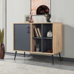EVMO Home 4109 Şile Metal Ayaklı Metal Kulplu 100 cm Konsol - Tv Ünitesi - Yemek Odası - K - 100*44*83 - Safirmeşe - Antrasit