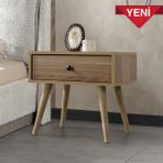 EVMO Home 5105 Vita ( Ahşap Ayaklı ) Komodin Yatak Odası Bebek Odası Salon Söğüt - Kahverengi