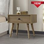EVMO Home 5108 Vita ( Ahşap Ayaklı ) Komodin Yatak Odası Bebek Odası Salon Sepet - Yunus - Kahverengi