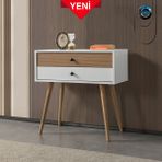 EVMO Home 5203 Vita ( AHŞAP AYAKLI ) Dresuar , 2 Çekmeceli , Şifonyer , Antre , Beyaz - Yunus - Beyaz - Kahverengi