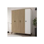 Evmo Home 6404 Neva 4 Kapılı 200 Cm Gizli Çekmeceli Gardırop , Elbise Dolabı , Genç Odası Sepet - Beyaz