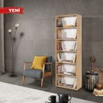EVMO Home 8122 Evm Kitaplık , 6 Bölmeli , 5 Raflı , Safir - Safir Meşe