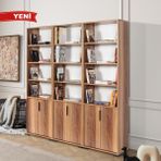 EVMO Home 8303 Evm Kitaplık , 6 Kapaklı , 18 Bölmeli , 15 Raflı , Söğüt - Kahverengi