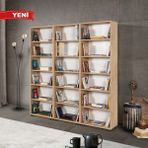 EVMO Home 8322 Evm Kitaplık , Kapaksız , 18 Bölmeli , 15 Raflı , Safir - Safir Meşe