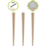 Evnalia 3 Adet Lüks 70 cm Ahşap Ham Masa Ayağı Çap: 4,2 cm Hobi Dıy (Vida ve Aparatlarıyla Birlikte) - Ahşap Rengi - Konik
