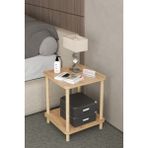 Evnalia 35X35 cm Kare Iki Katlı Ahşap Komodin Çok Amaçlı Sehpa Yatak Odası Baza Yanı Ayak Yükseklik 45 cm - Atlantik Çam