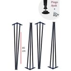 Evnalia 85 cm Pingolu Dresuar Ayağı Metal Profil Boru Ayak Kütük Yüksek Bar Masası Siyah (4 Adet)