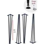 Evnalia 85 cm Pingolu Dresuar Ayağı Metal Profil Boru Ayak Kütük Yüksek Bar Masası Siyah (4 Adet)
