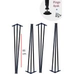Evnalia 85 cm Siyah Metal Profil Boru Dresuar Ayağı Kütük Yüksek Bar Masası (4 Adet)