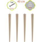 Evnalia Ahşap Ham Ayak 40 cm 4/'lü Set Kütük Masa Orta Sehpa Zigon Ayağı - Açık Kahve - konik